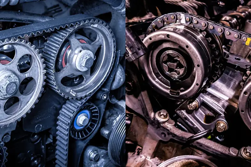 Timing belt and timing chain design comparison